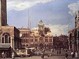 Piazza Paintings - Piazza San Marco the Clocktower by Canaletto